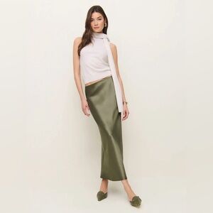 Reformation Layla Silk Skirt in Aloe Vera Green. Size 0. Worn once.